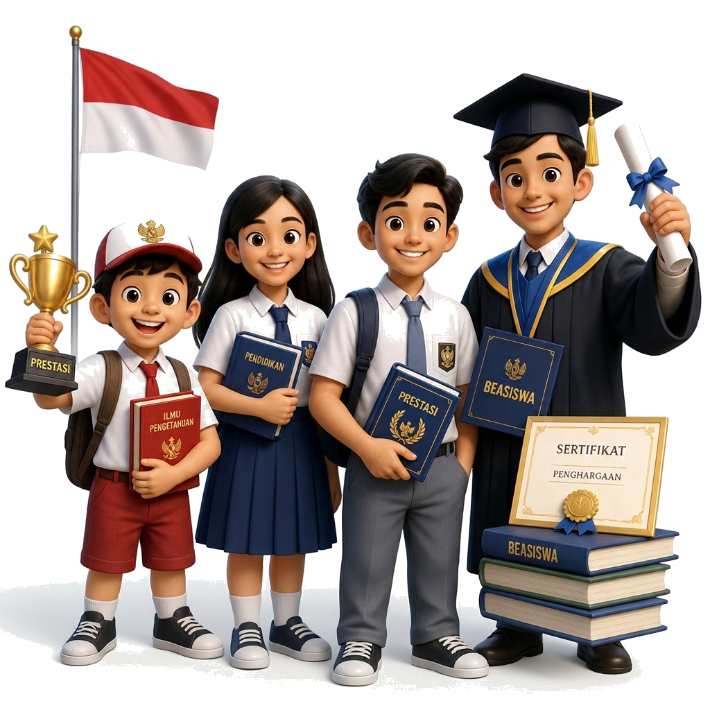 Ilustrasi siswa Indonesia penerima beasiswa Kejar Prestasi